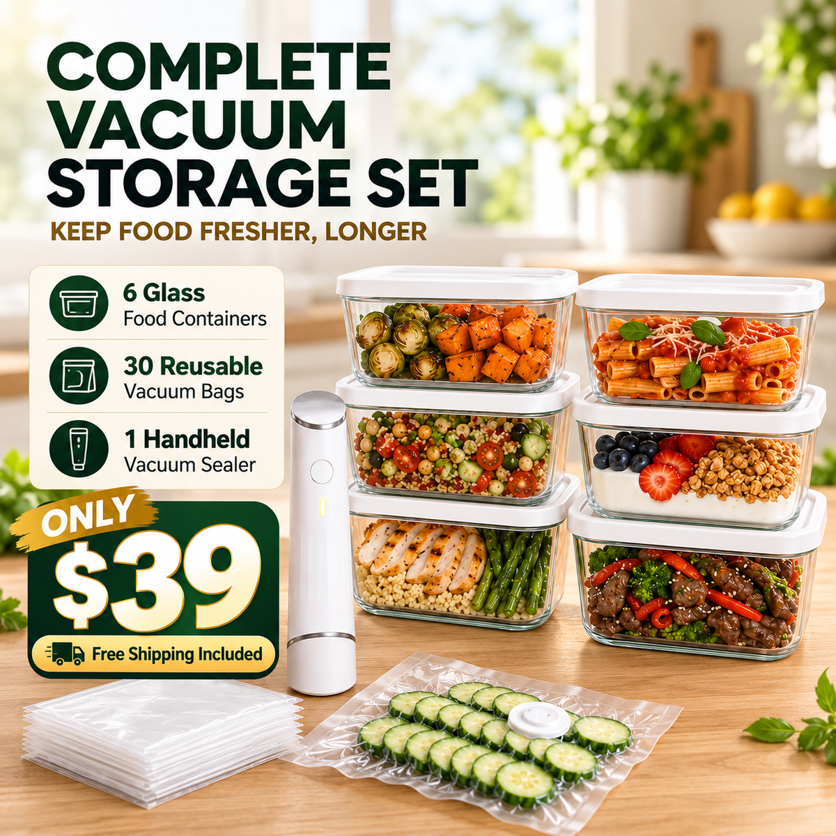 Freshseal™ Portable Vacuum Food Sealer Bundle | Keeps Food Fresh 5x Longer