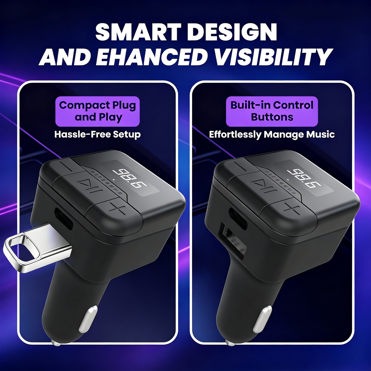 Compact Car Bluetooth FM Transmitter