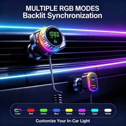 48W RGB Car Bluetooth FM Transmitter