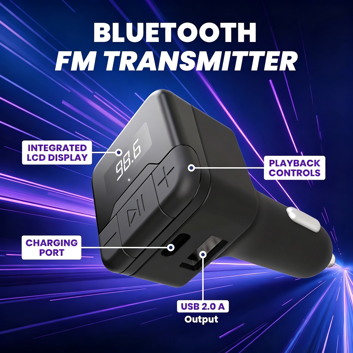 Compact Car Bluetooth FM Transmitter