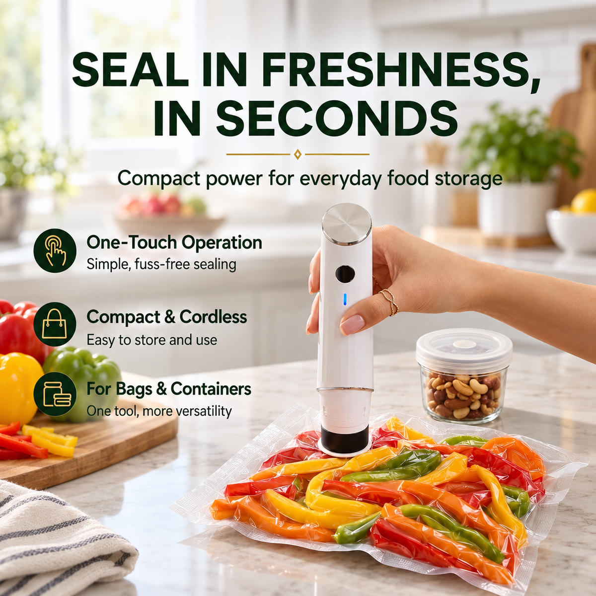 Freshseal™ Portable Vacuum Food Sealer Bundle | Keeps Food Fresh 5x Longer
