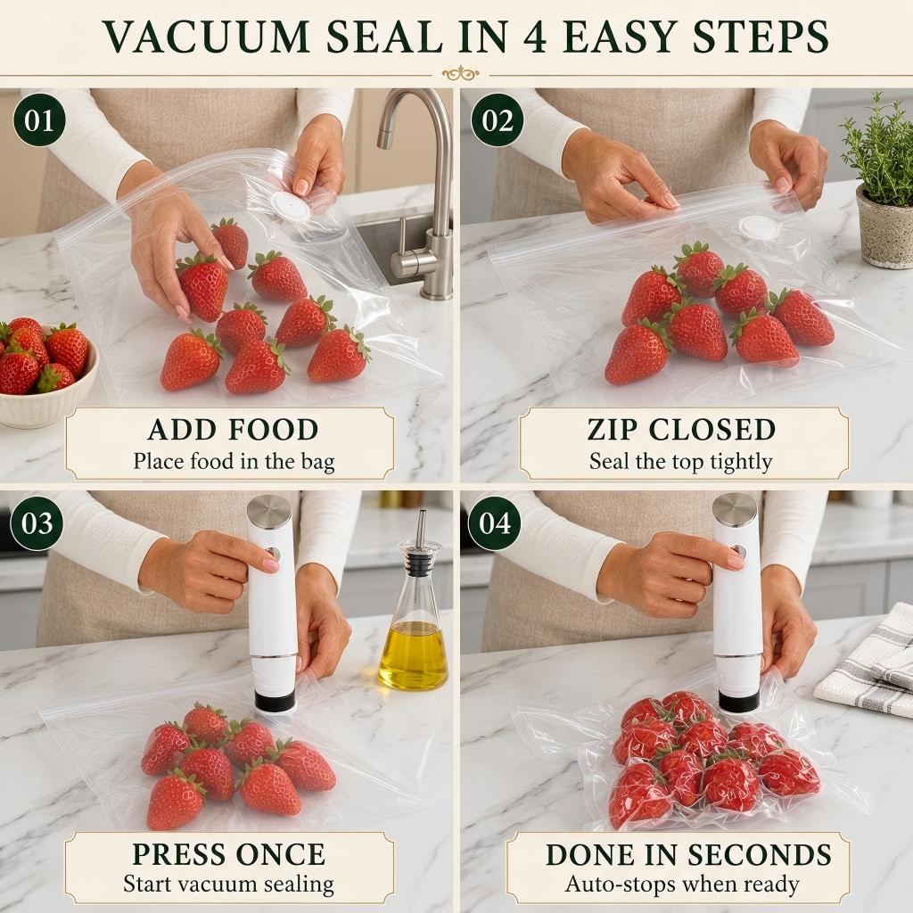 Freshseal™ Portable Vacuum Food Sealer Bundle | Keeps Food Fresh 5x Longer